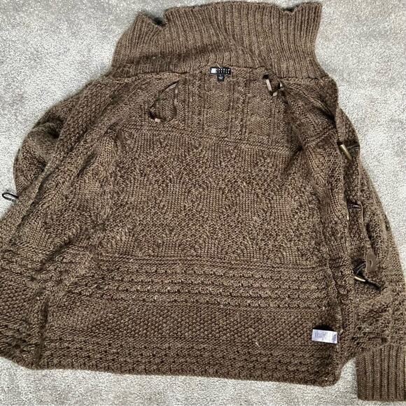 Carole Little Brown Cable Knit Wool Alpaca Blend Cardigan Sweater L Cottagecore - Picture 7 of 11